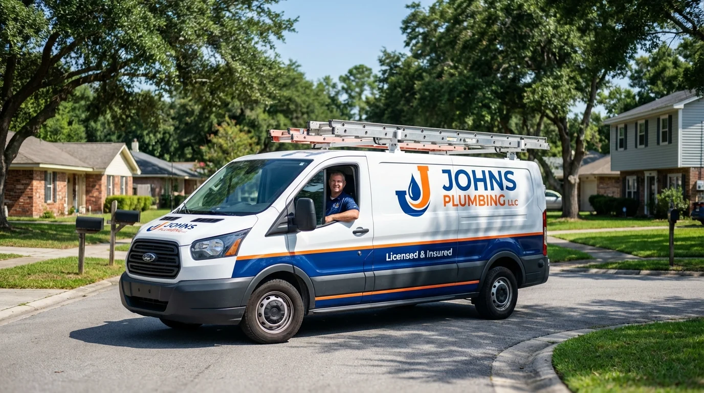 Johns Plumbing LLC service van in Poplarville, MS
