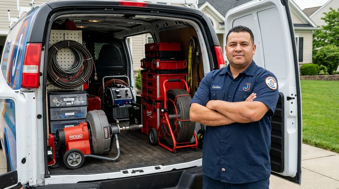 Professional drain cleaning equipment and Johns Plumbing LLC plumber in Poplarville