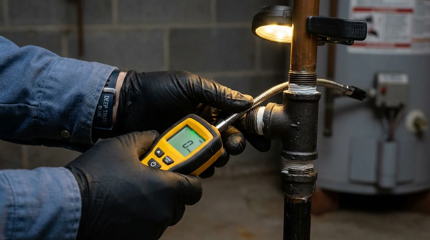 Gas leak detection with electronic sniffer by Johns Plumbing LLC in Poplarville