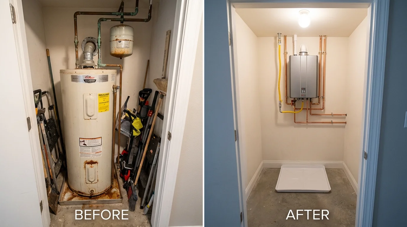 Tank water heater versus wall-mounted tankless unit comparison for Poplarville, MS homeowners