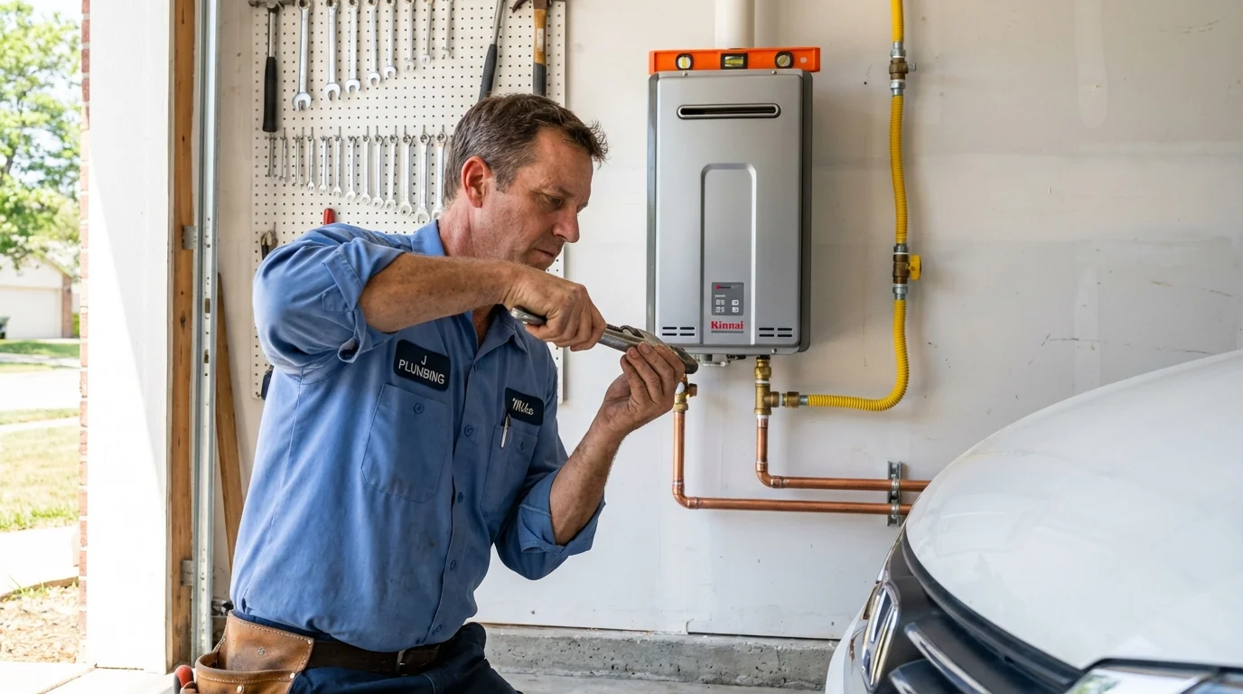 Tankless water heater installation by a Johns Plumbing LLC plumber in Poplarville